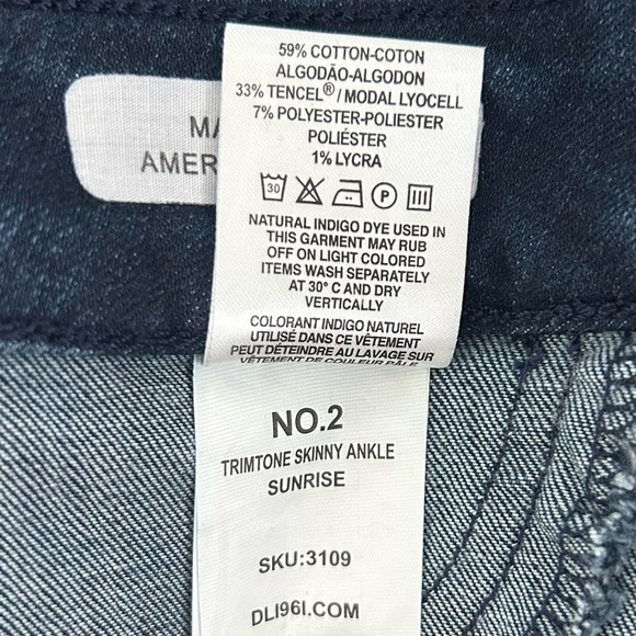 DL1961 No. 2 Trimtone Skinny Ankle Jeans Denim Pants High Rise Dark Blue Size 27 - Picture 14 of 14